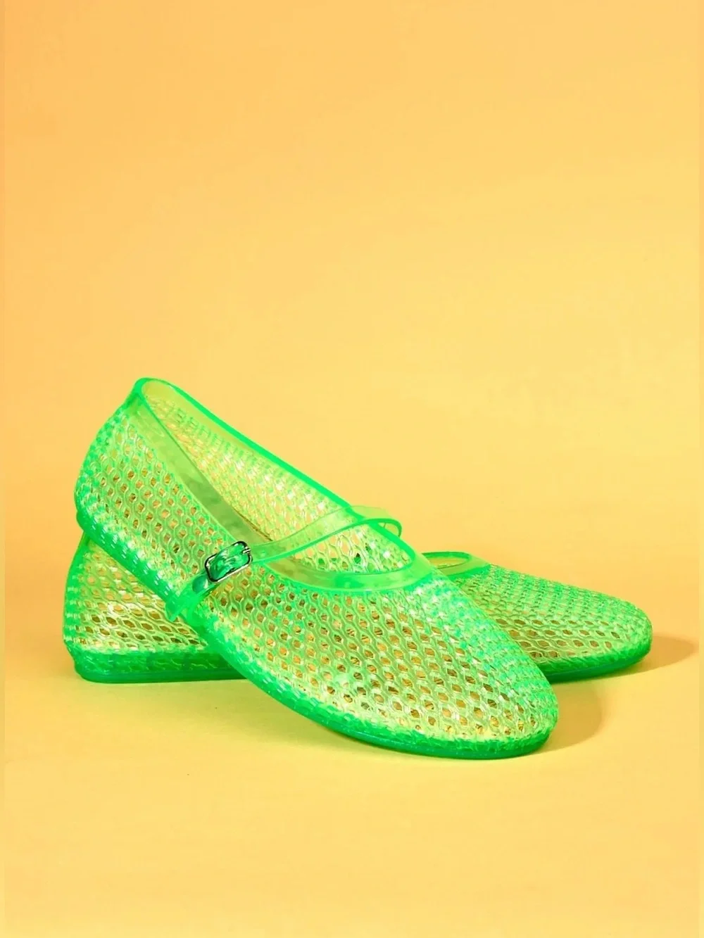 Transparent Green Jelly Mary Jane Flats, Women’s Size 7, Forever